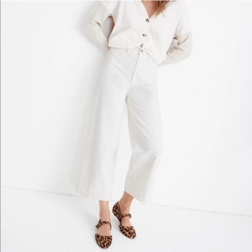 Madewell Cream Wide-Leg Cropped Pants